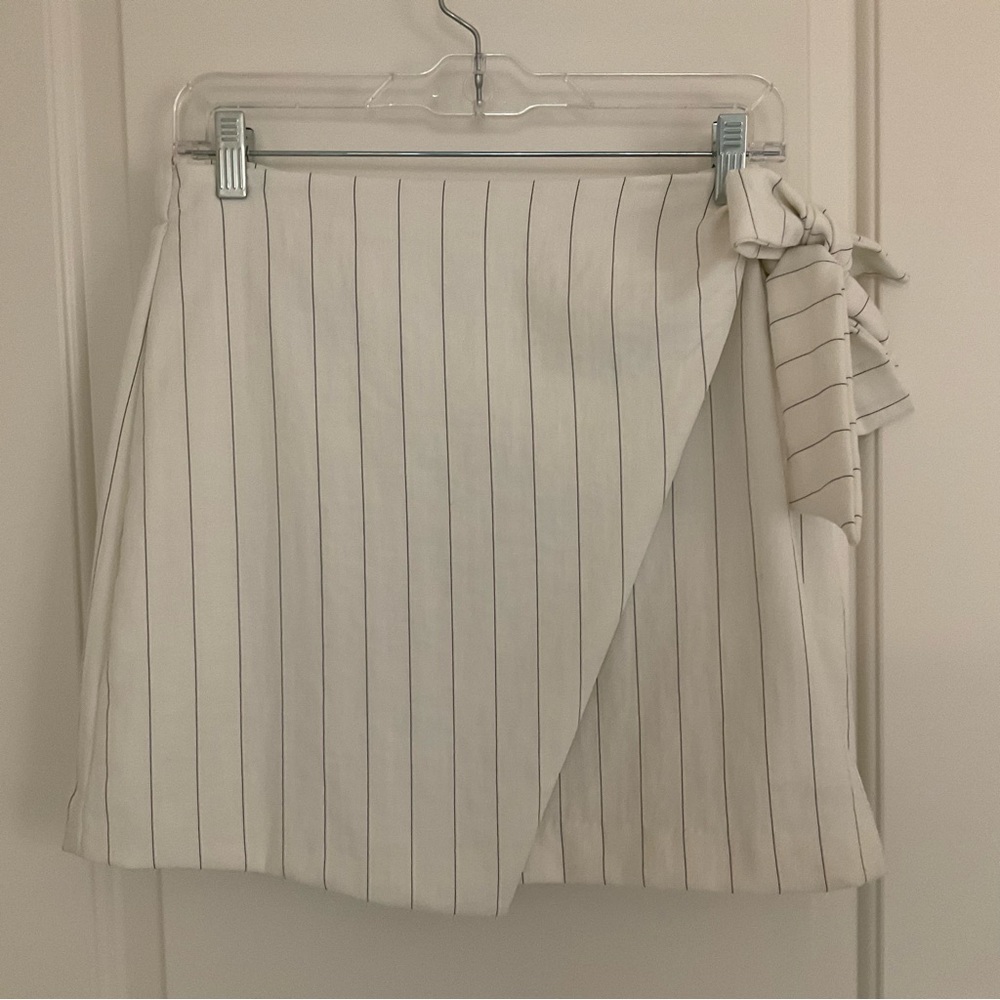 Maison d’ Amelie Paris Pinstripe Faux Wrap Skirt M